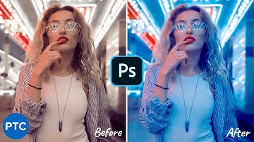 Futuristic Neon Portrait Color Effect In Photoshop! [CYBERPUNK Color Grade]