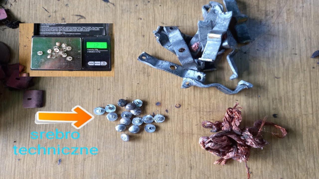 odzysk srebra technicznego ze starego przełącznika, #srebro #mosiądz #miedź