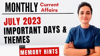 July 2023 Important Days & Theme | Monthly Current Affairs 2023 | With Mnemonics
