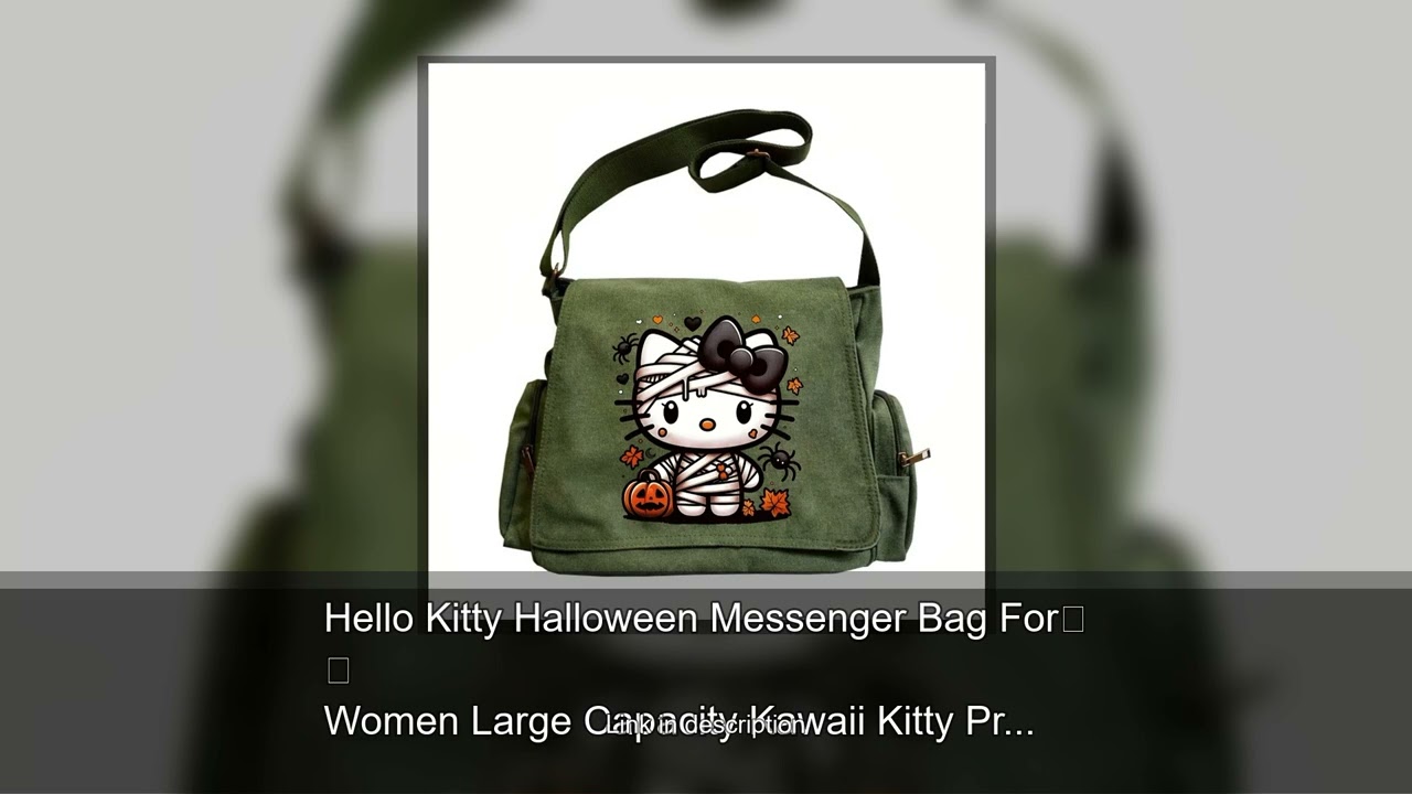 Hello Kitty Halloween Messenger Bag For Women Large Capacity Kawaii Kitty Print Shoulder Bag Fo
