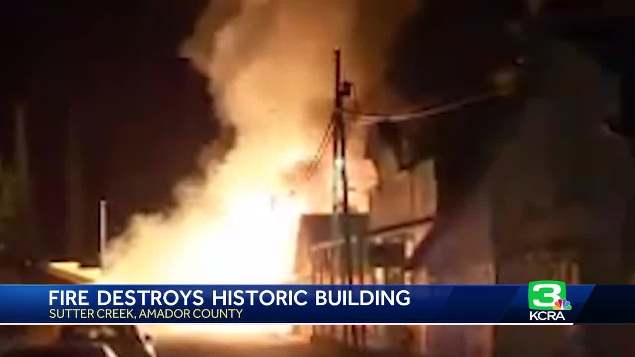 Historic building on Sutter Creek's Main Street destroyed in fire - YouTube