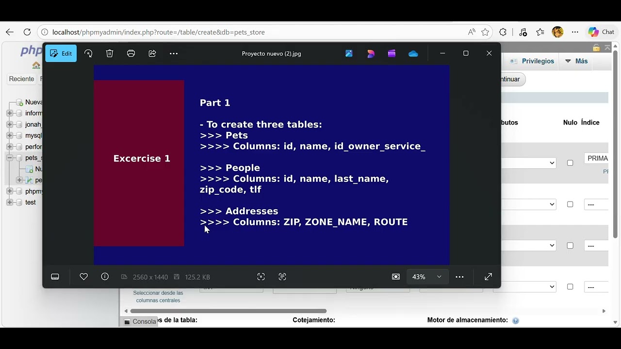 Creating 3 tables in MySQL and the view of PHPMyAdmin