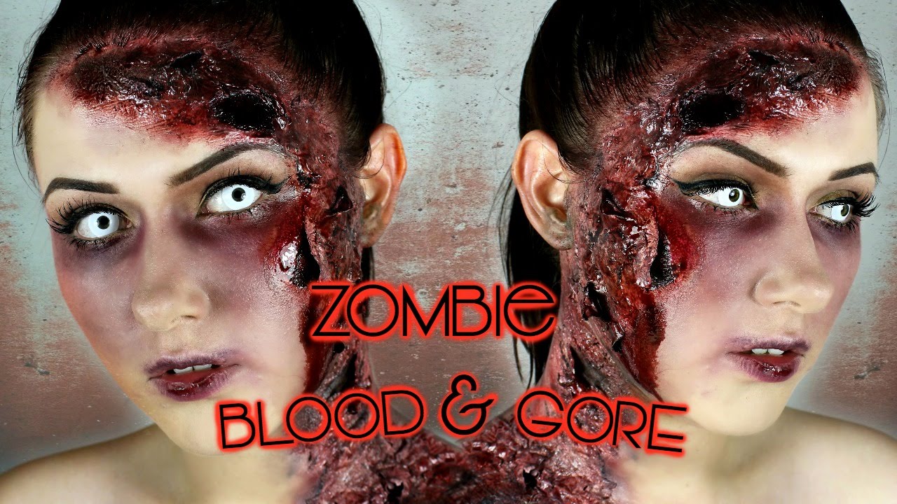 Zombie Blood Gore Halloween Makeup Tutorial YouTube