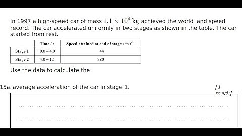 IB Physics-Topic 2 Mechanics Qc#1- A car accelerated uniformly in two stages