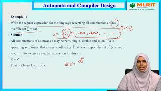 LEC07| Automata and Compiler Design | Regular Expressions by Mrs. Zeenath Jaha Begum