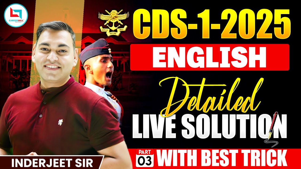 CDS-1-2025 | English Detailed Live Solutions Part 03 | By Inderjeet Sir 