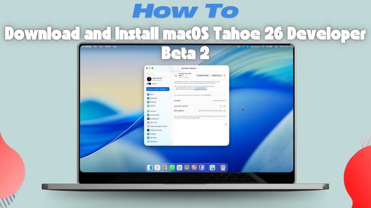 How to Download and Install macOS Tahoe 26 Developer Beta 2 - YouTube