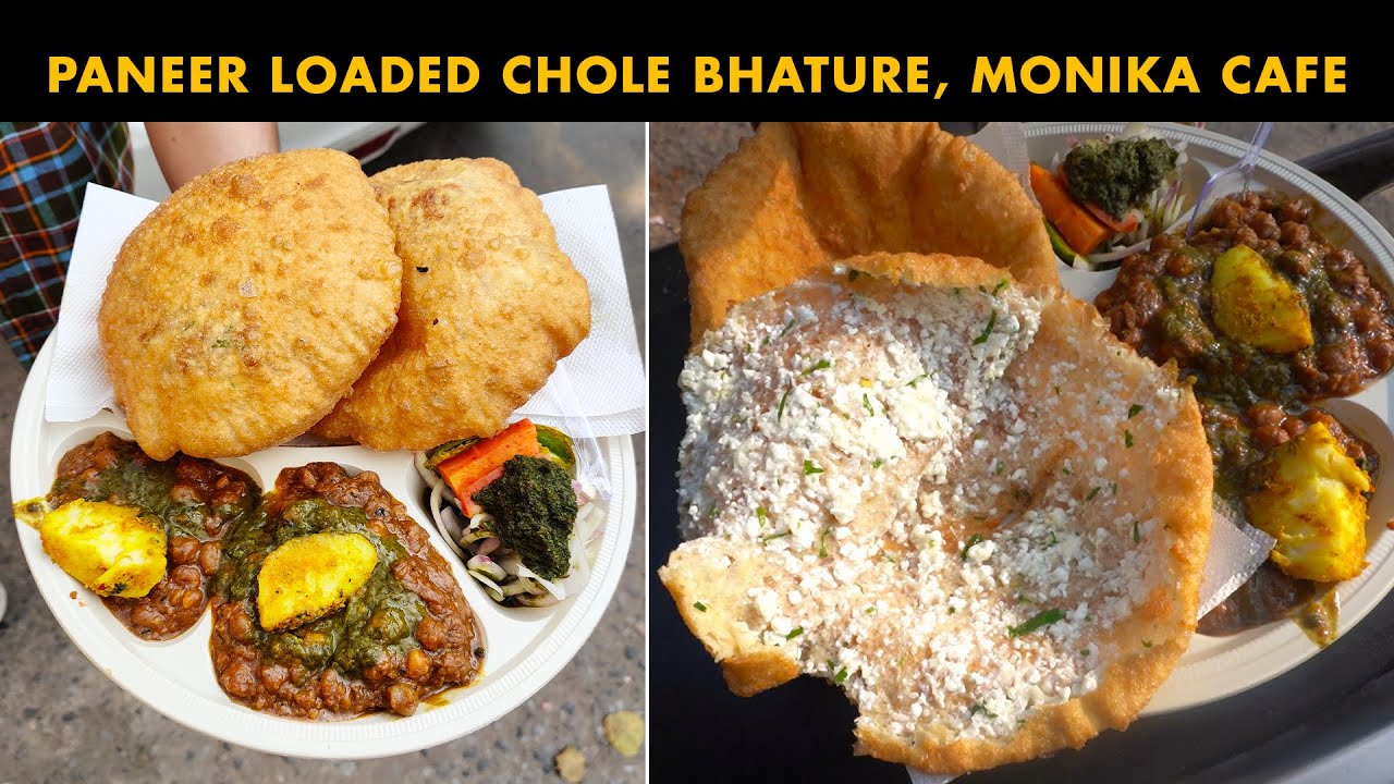 Special Paneer Loaded Chole Bhature Rs. 85/- l Monika Cafe l Delhi Street Food | INDIA EAT MANIA