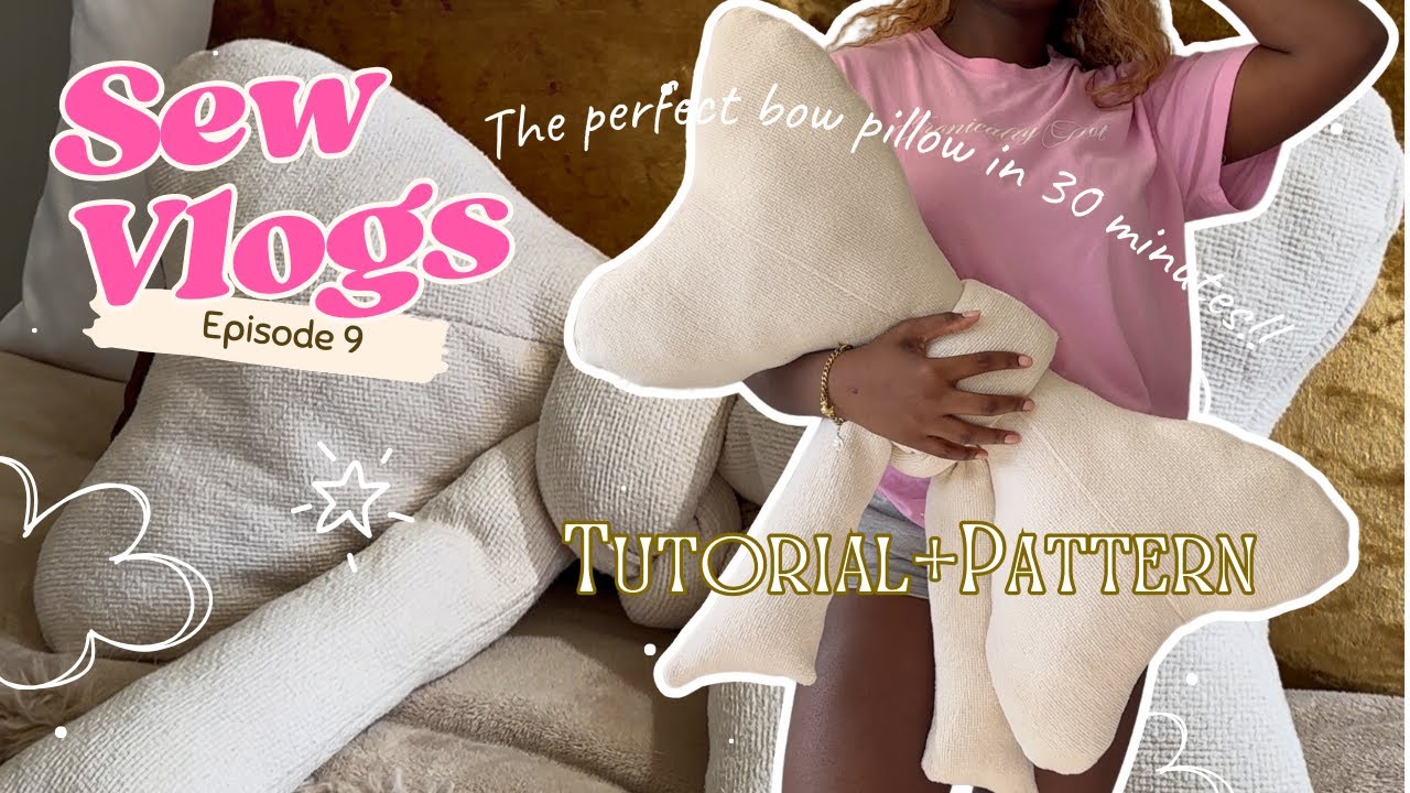 Making the cutest bow pillow 🎀 for spring ...  beginner sewing with pattern and tutorial SEW VLOGS