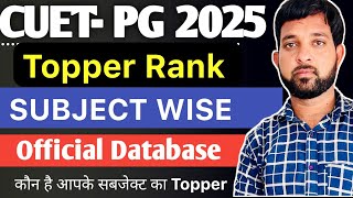 CUET PG Topper Rank Subject Wise 2025 ! CUET PG Topper 2025  Update