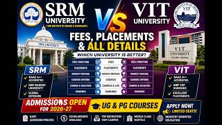 SRM vs. VIT – FEES, PLACEMENTS & ALL DETAILS _ ADMISSIONS ARE OPEN FOR UG AND PG COURSES