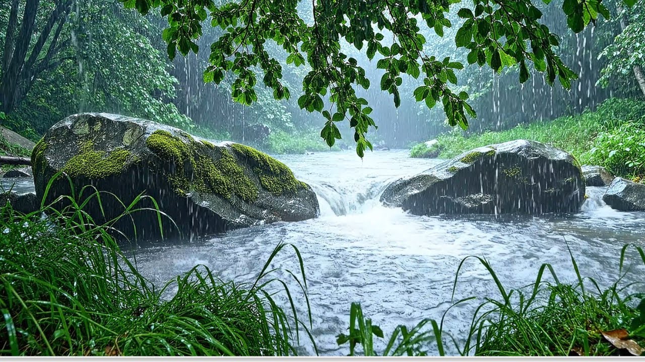 Beautiful Little Stream in the Rain 🌧️  Sleep, Relax, Meditate, ASMR  Real Life Footage #3