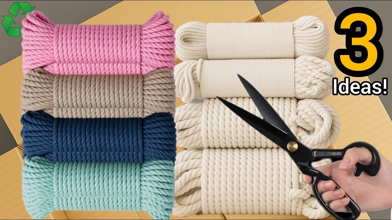 3 очаровательные идеи из пряжи макраме для стильного хранения вещей в доме🧺/декоративных корзин💫