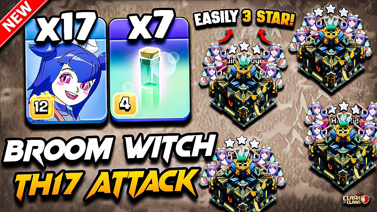 Best TH17 Attack Strategy With Broom Witch (Town Hall 17) | Th17 BROOM WITCH Attack With RC CHARGE