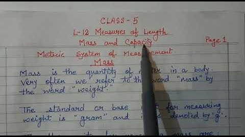 Class V (Mathematics) Chapter No. 12"Measures of Length, Mass & Capacity"(Attachment in description)
