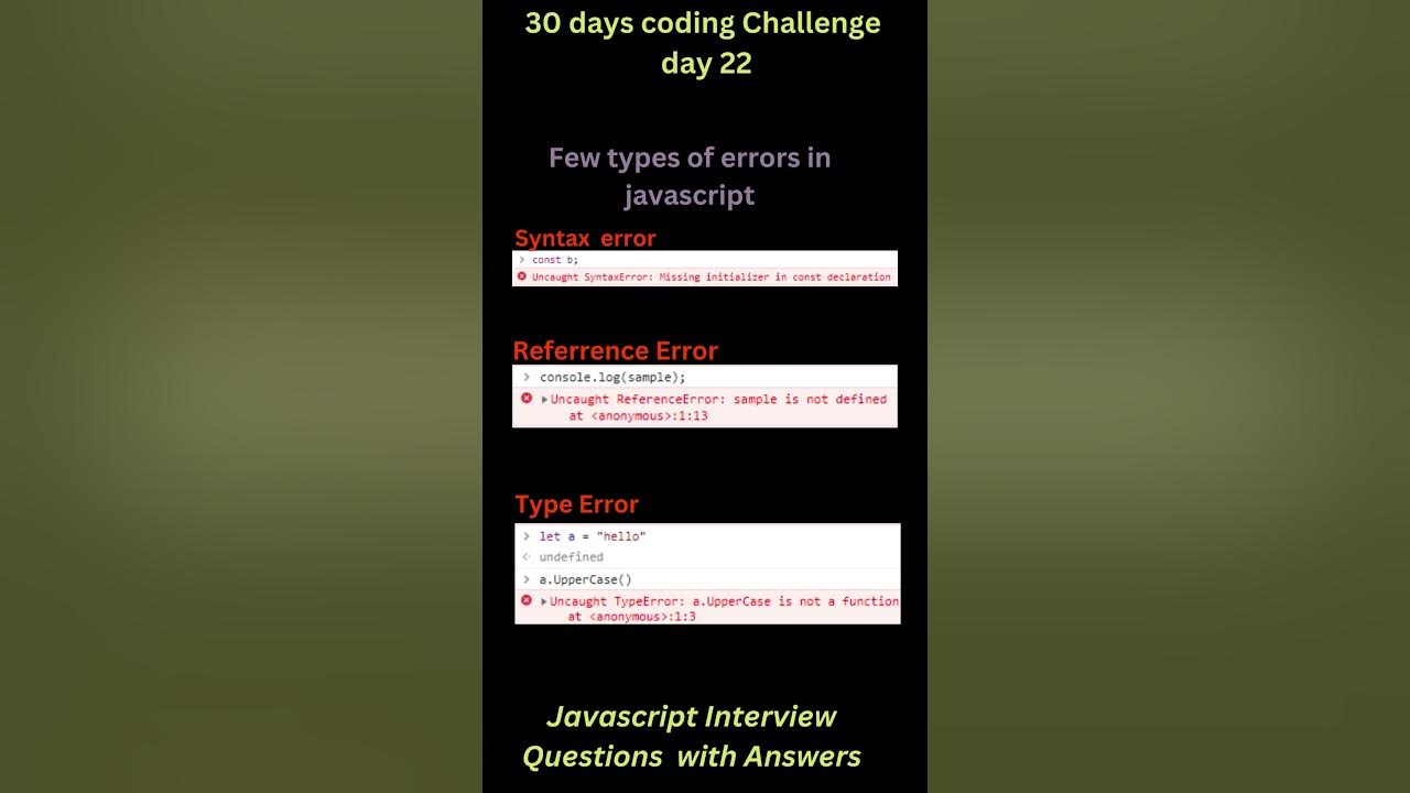 Javascript Coding Interview Questions Day 22 different types of error ...
