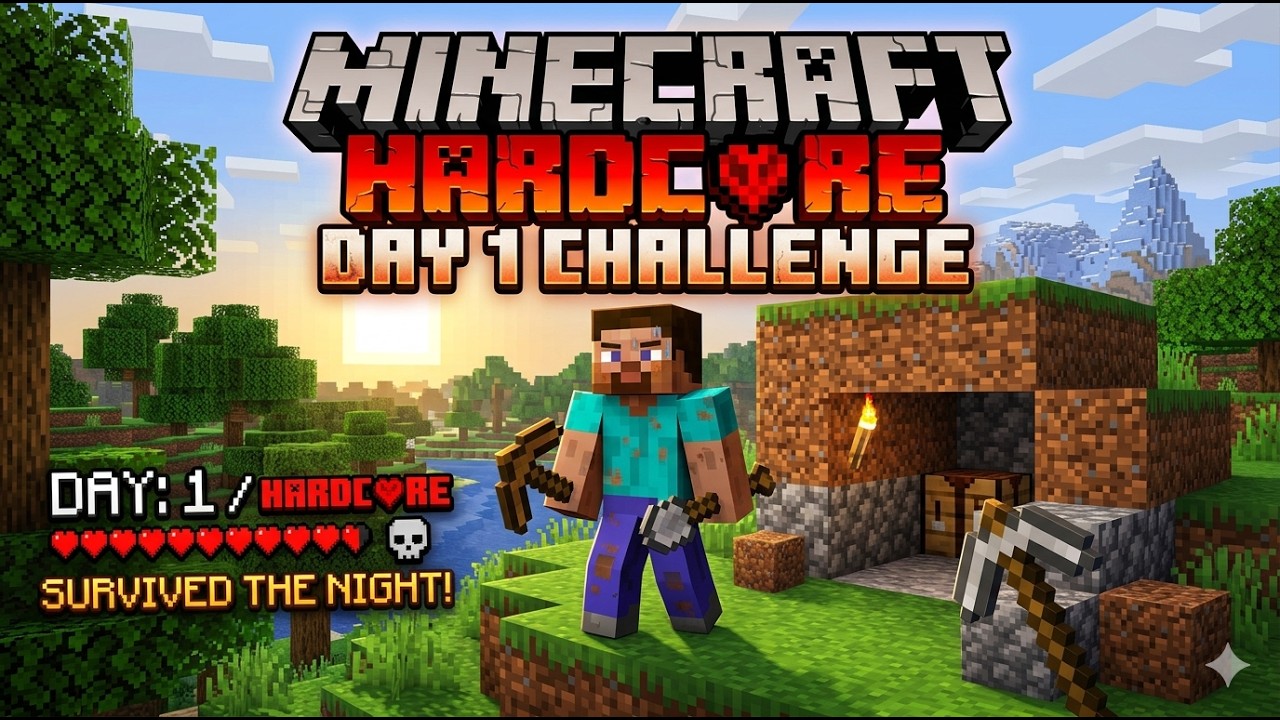 MINECRAFT HARDCORE CHALLENGE DAY 1 #gaming - YouTube