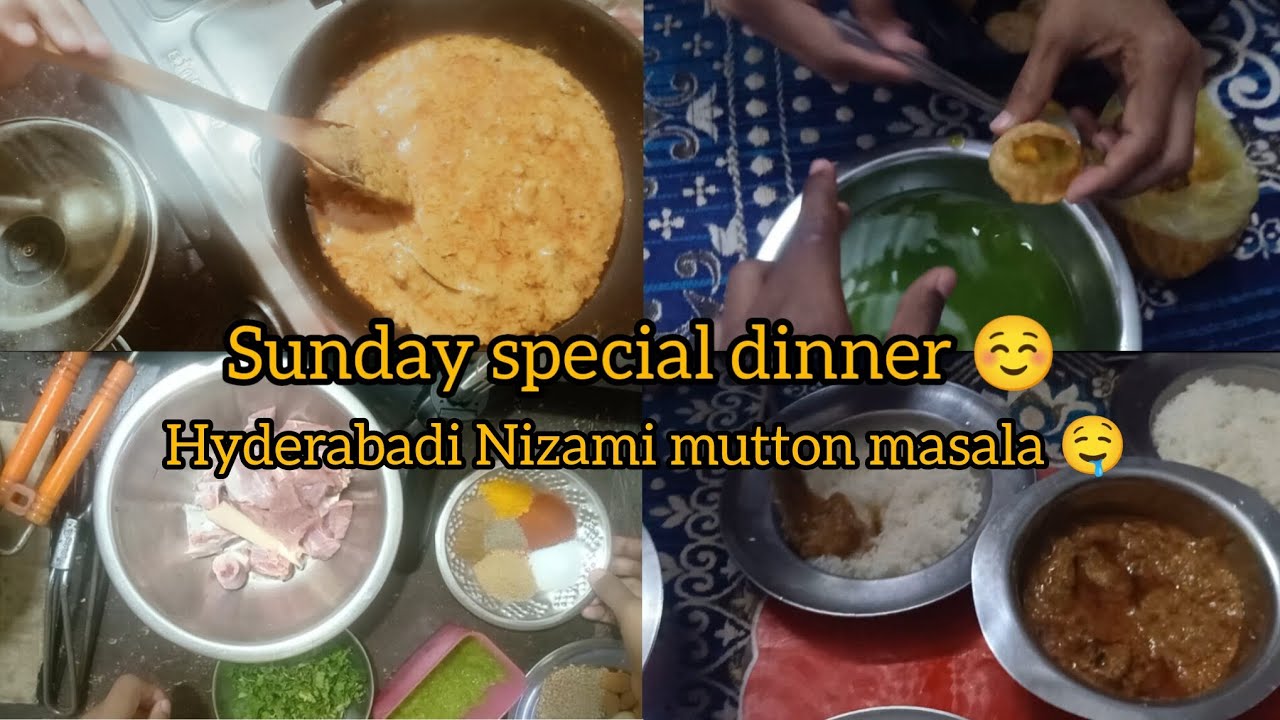 Sunday special dinner ☺️ Hyderabadi Nizami mutton masala 🤤|| rizsyedvlog|simple Hyderabadi vlog 