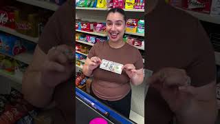 Starburst toss into neon garbage cans for cash and prizes at checkout counter in Mini Mart