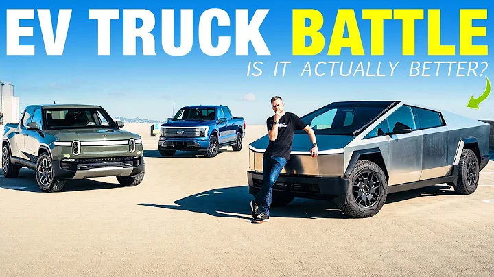 Tesla Cybertruck vs. Rivian R1T vs. Ford F-150 Lightning! | Electric Pickup Truck Comparison