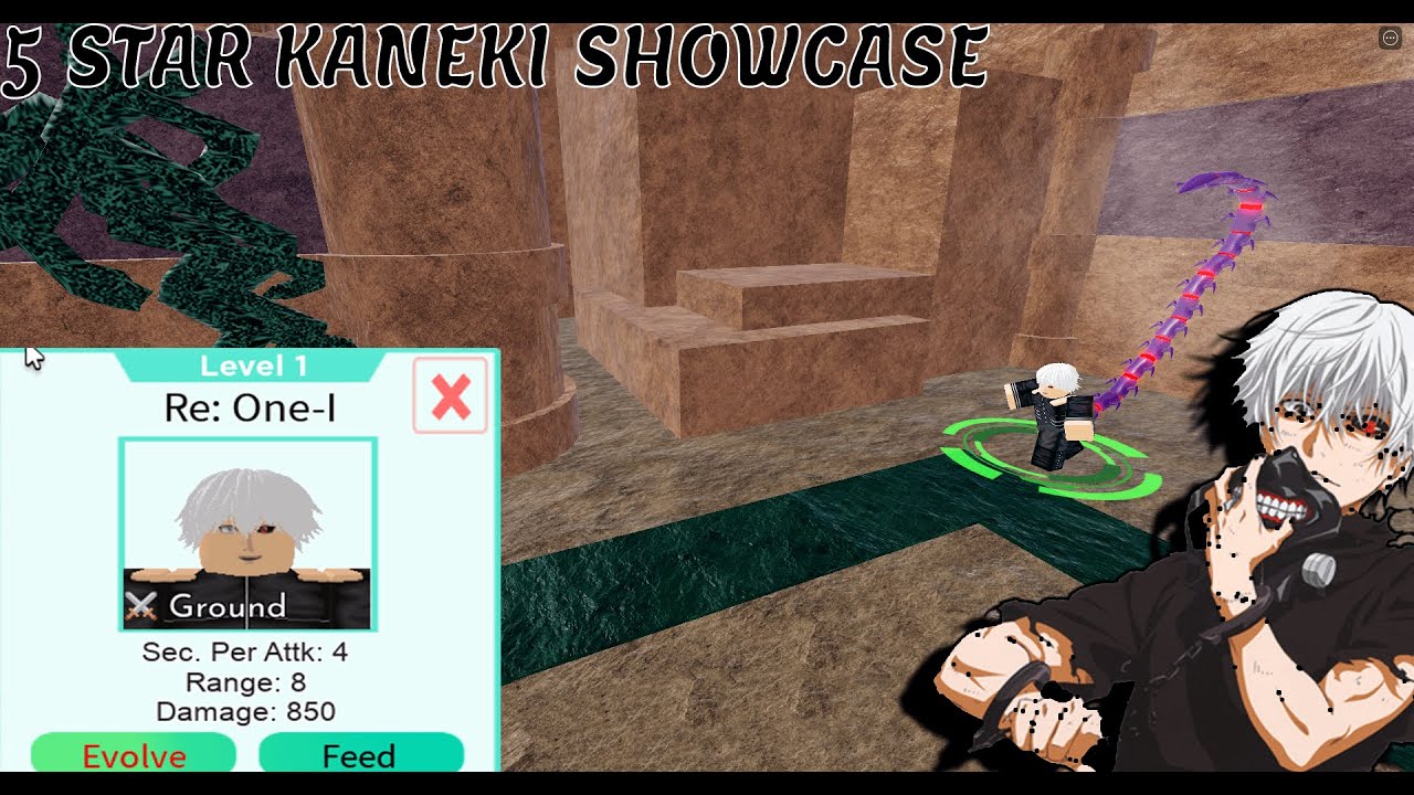 NEW 5 star kaneki(Re: One-1) showcase | Roblox All star tower defense