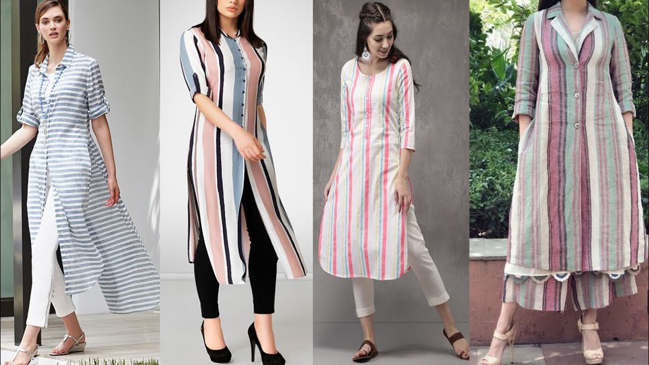 Office wear stripes kurti designs 2020, Different Kurti with stripes ...