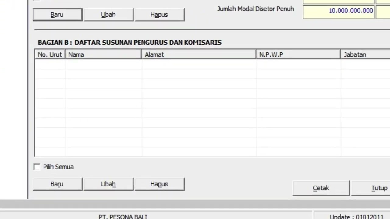 Tutorial Pengisian E-SPT 1771 Pada Wajib Pajak Badan