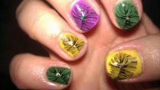 Feathery Mardi Gras - Nail Stamping Tutorial