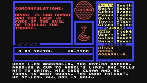 Commodore 64: Venom game ending by Mastertronic