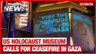 U S  Holocaust Museum Walls project Cease Fire Now