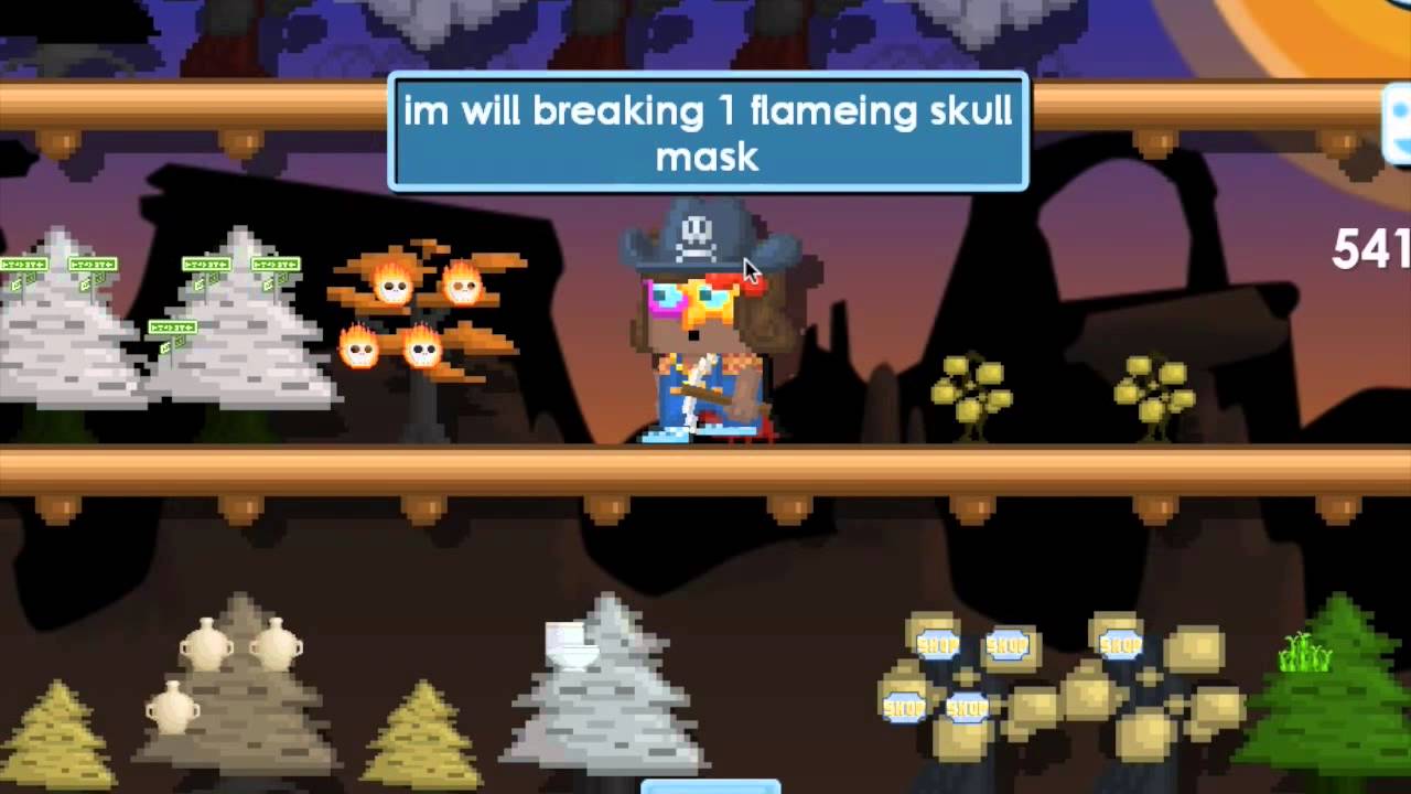 Growtopia Breaking 1 flaming skull mask tree YouTube
