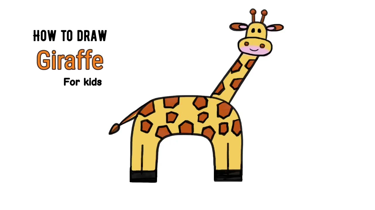 How to draw easy giraffe| Giraffe drawing for kids| animal drawings|
