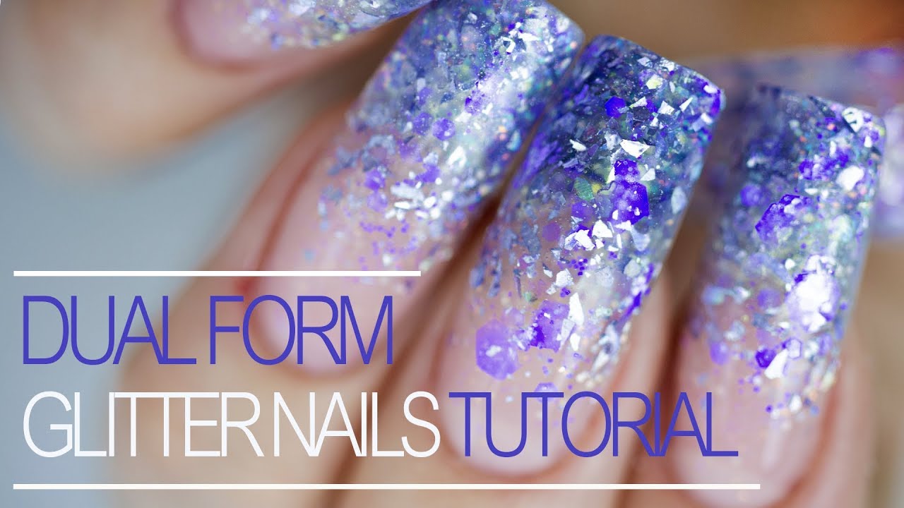 How to Glitter Nails Art Tuturial Dual Form Polygel Nails at Home