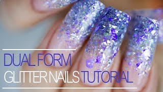 How to: Glitter Nails Art Tuturial - Dual Form Polygel Nails at Home