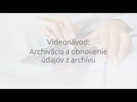 Video: Ako Obnoviť Súbory Z Archívu