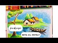 Landscape with Oil pastels | easy landscape with pastels| oil pastel landscape |horizontal landscape