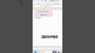 Week Days In Excel. #excel #learning #computer #skills #shorts #subscribers #youtube