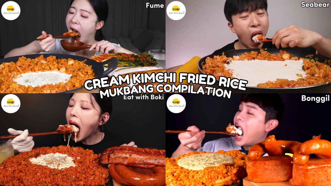 ASMR | CREAM KIMCHI FRIED RICE MUKBANG COMPILATION |