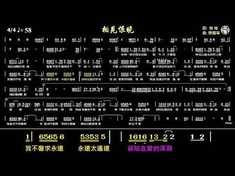相見恨晚(Eb)《動態簡譜》純伴奏《雙跑譜》卡拉OK字幕