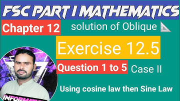 First Year Mathematics Chapter 12||  Exercise 12.5|| Question 1 to 5 || By Sir Zaheer Akhtar