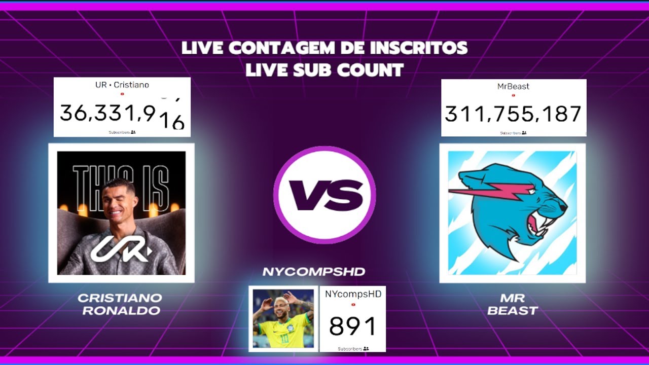 🔴LIVE - UR · Cristiano Ronaldo vs MrBeast Sub Count Battle - LIVE ...