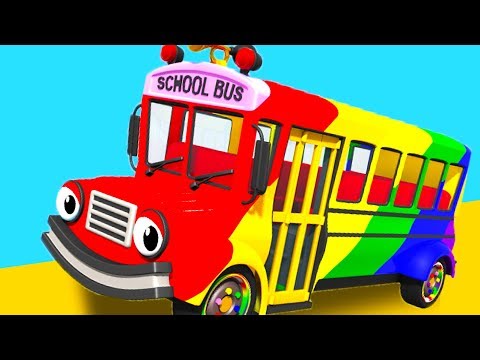 Wheels On The Rainbow Bus | Nursery Rhymes & Kids Songs | Gecko's Garage | Buses For Children