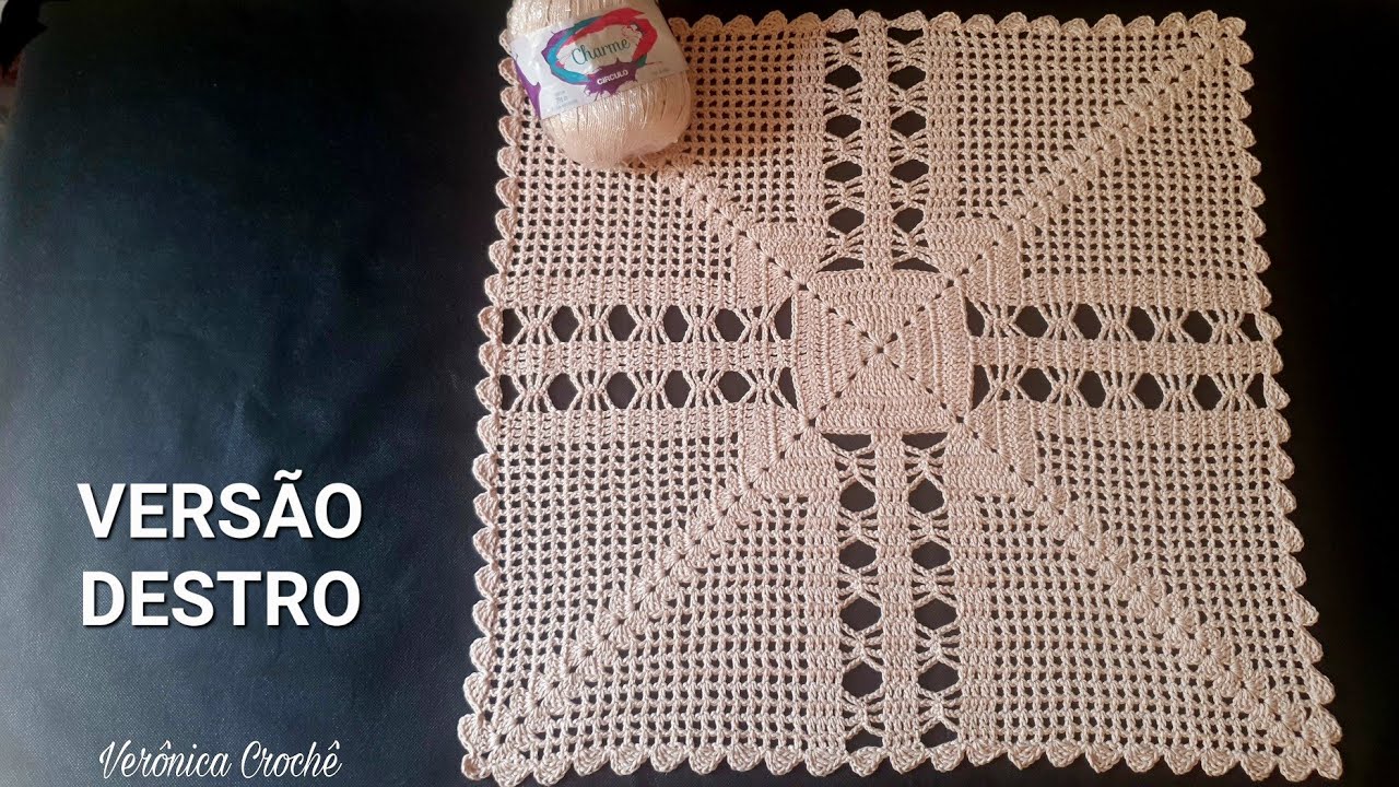 🌻Centro de mesa em croche com linha Charme/Toalha de mesa/Passo apasso/Para iniciantes(Versão destro