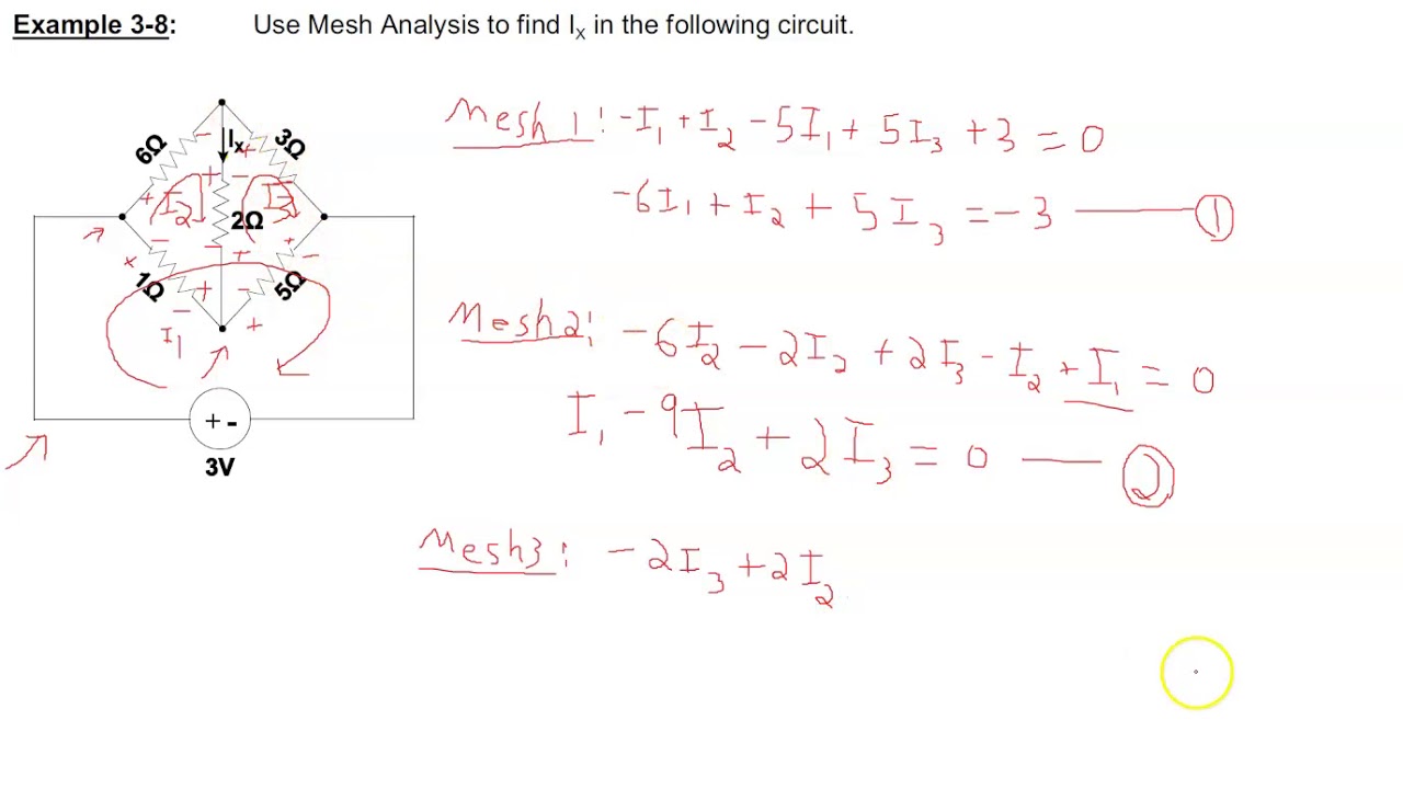 Ex17 Mesh Analysis Example1 (Notes 3-8) - YouTube