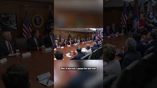 Rare look inside Camp David during cabinet meeting