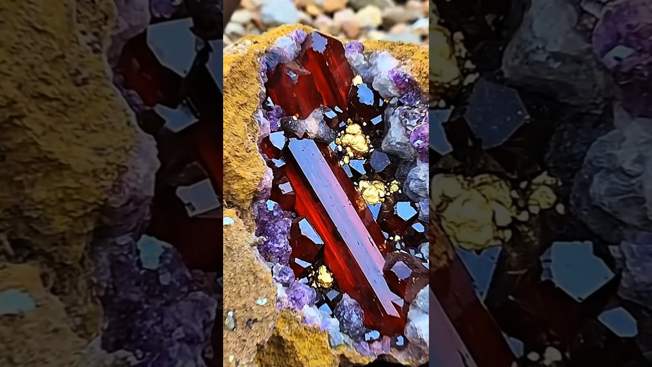 digging for red gemstones in the mining area 