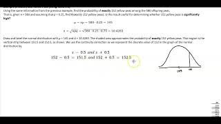 Math 14 6.6 Example 2: Exactly 152 Yellow Peas (Using Table A-2)