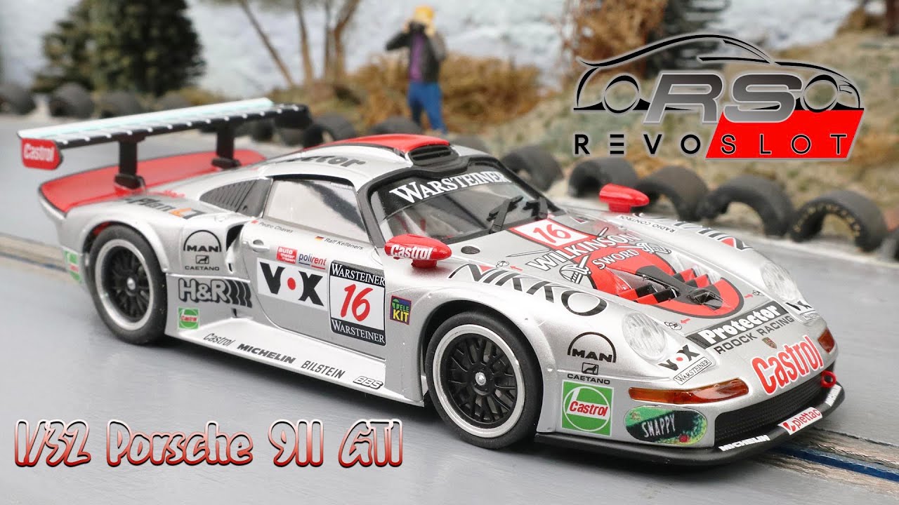Revoslot : les Porsche 911 GT1 Blue Coral-Slick 50 racing #5 & G-Force Motorsport #6 - slot cars passion