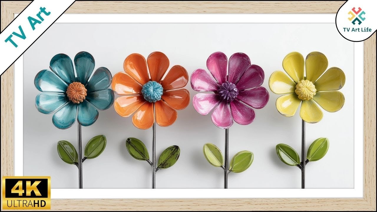 Whimsical Garden Flowers | Colorful Floral Frame TV Art | Spring Decor | 4Hrs 4K