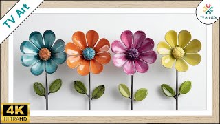 Colorful Metal Flowers | Spring Floral Screensaver | Frame TV Art | Whimsical Decor | 4Hrs 4K